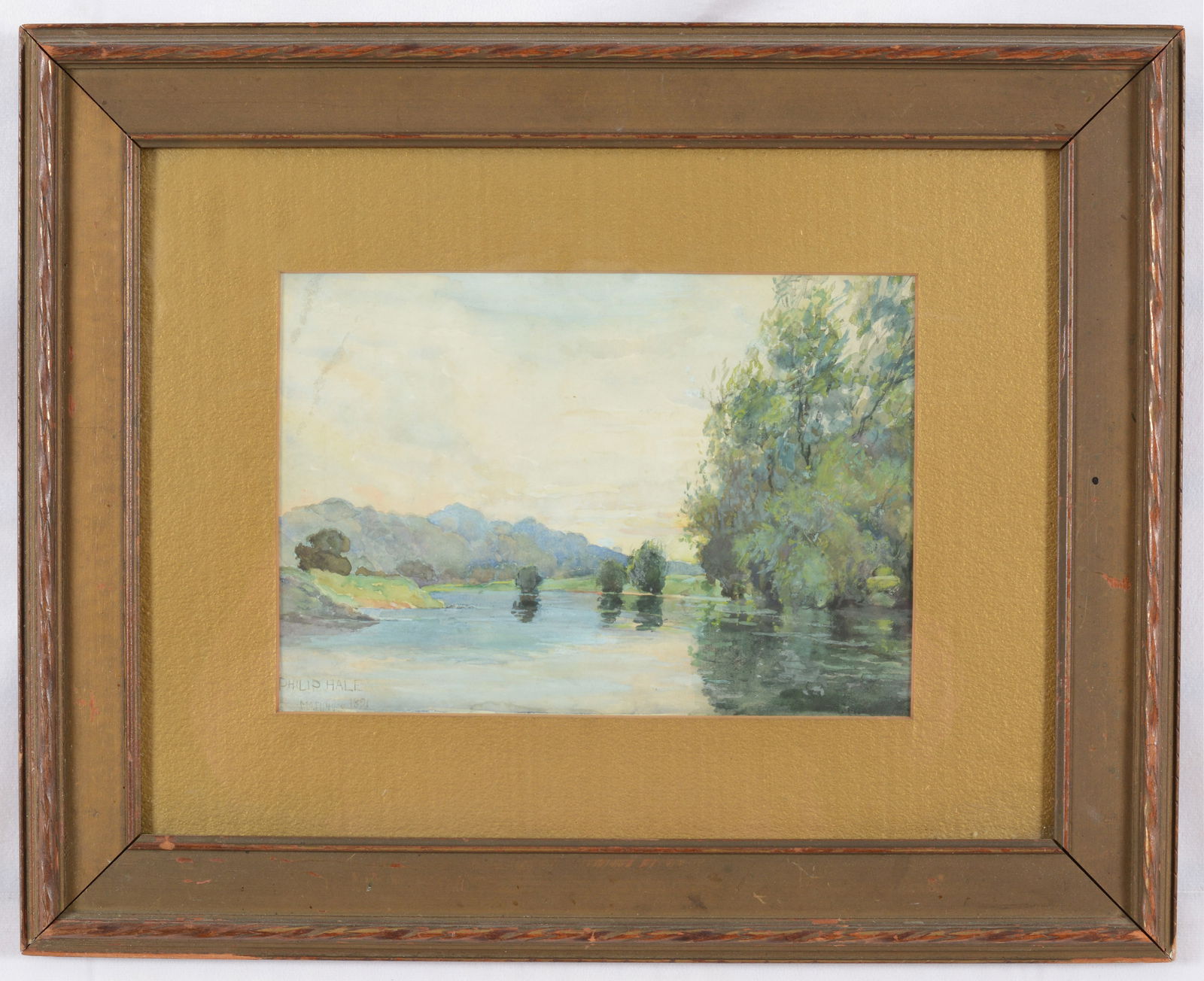 Philip Leslie Hale. Matunuk, Rhode Island watercolor river landscape. 1891. Framed under glass. (1 of 6)