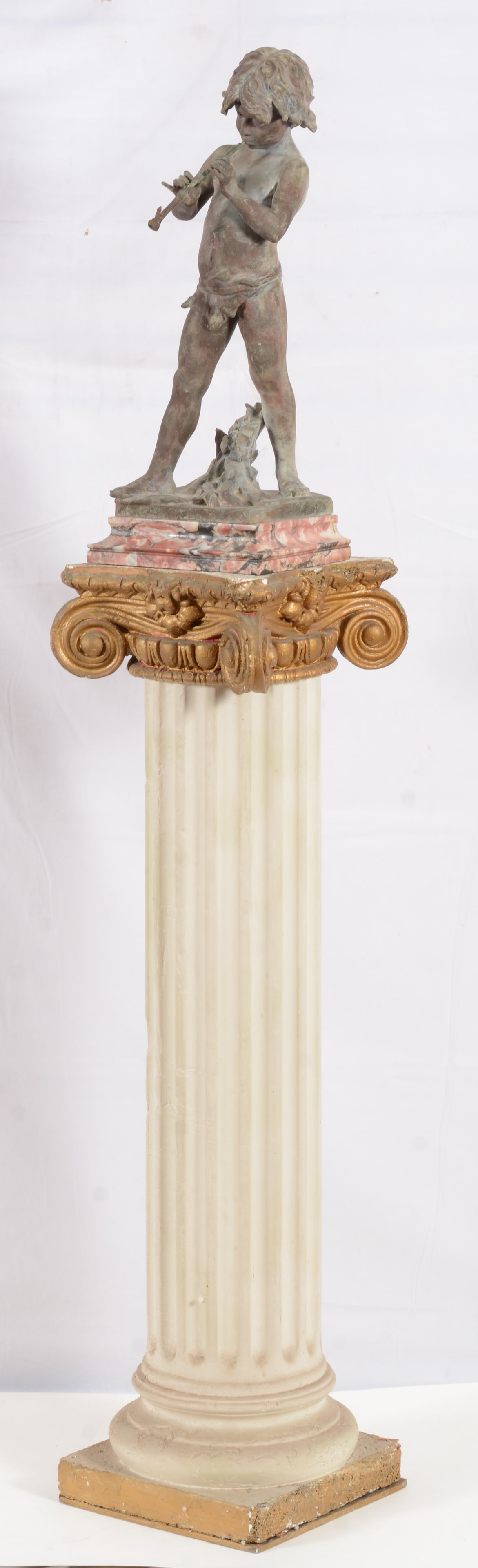 19th century Continental sculpture of a putto playing a flute. Signed L. Gregori along base. Appears (1 of 5)