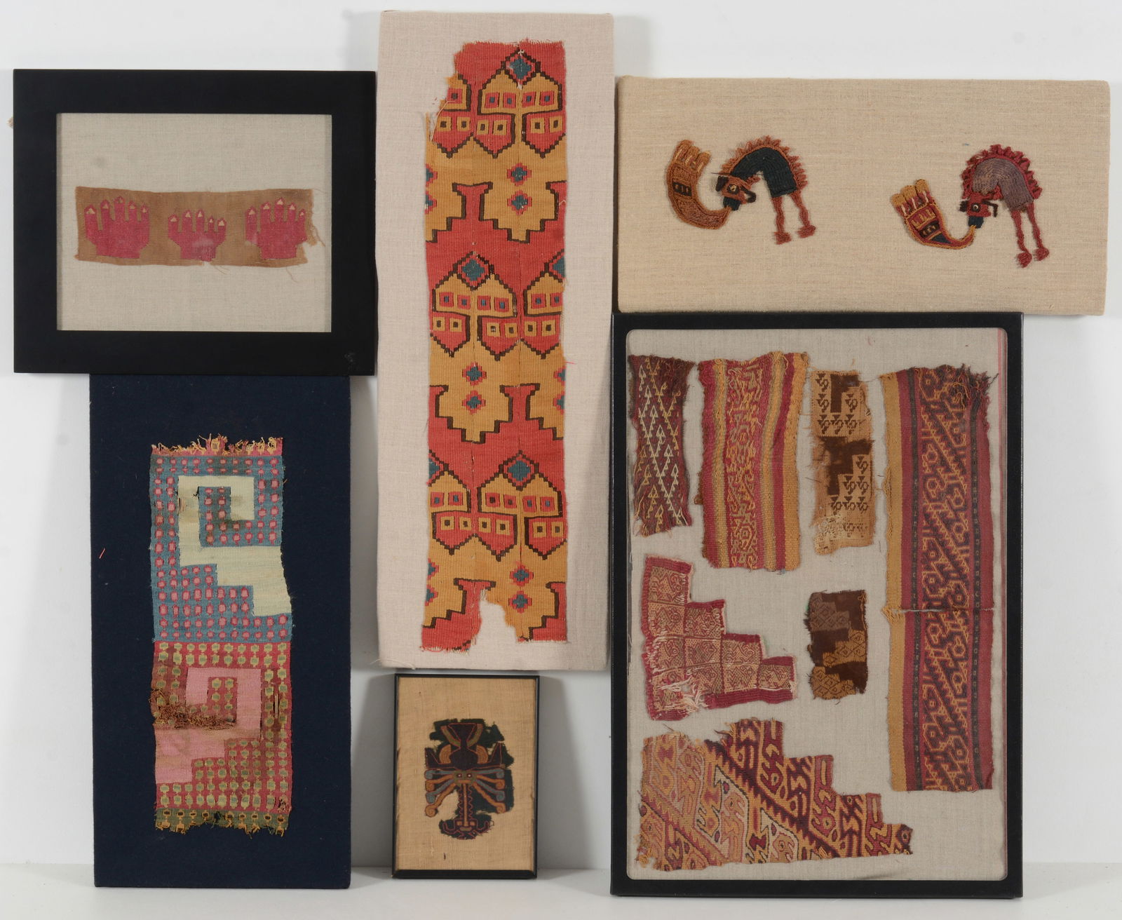 Collection of six framed and mounted textiles. (1 of 7)