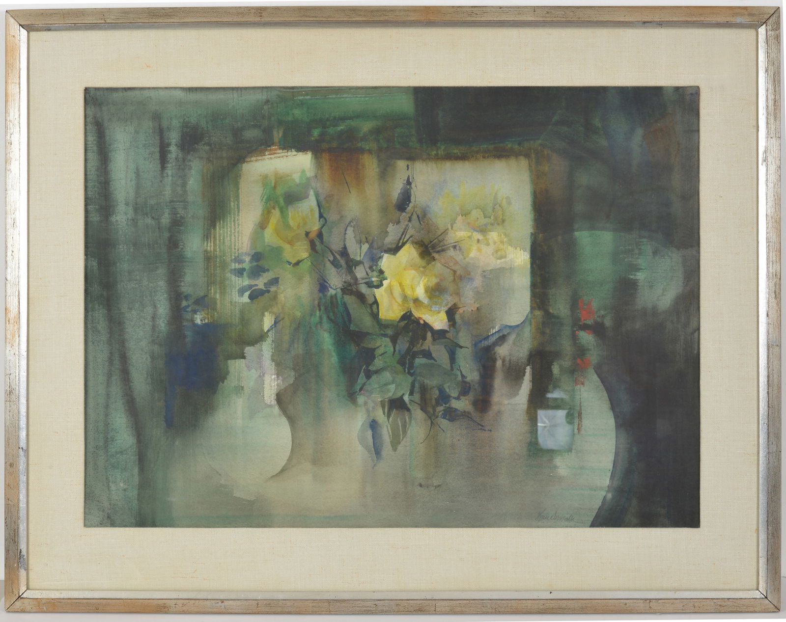 Xavier Gonzalez, Massachusetts / Mexico, 20th Century. Gallery label verso, titled "Yellow Rose". (1 of 8)