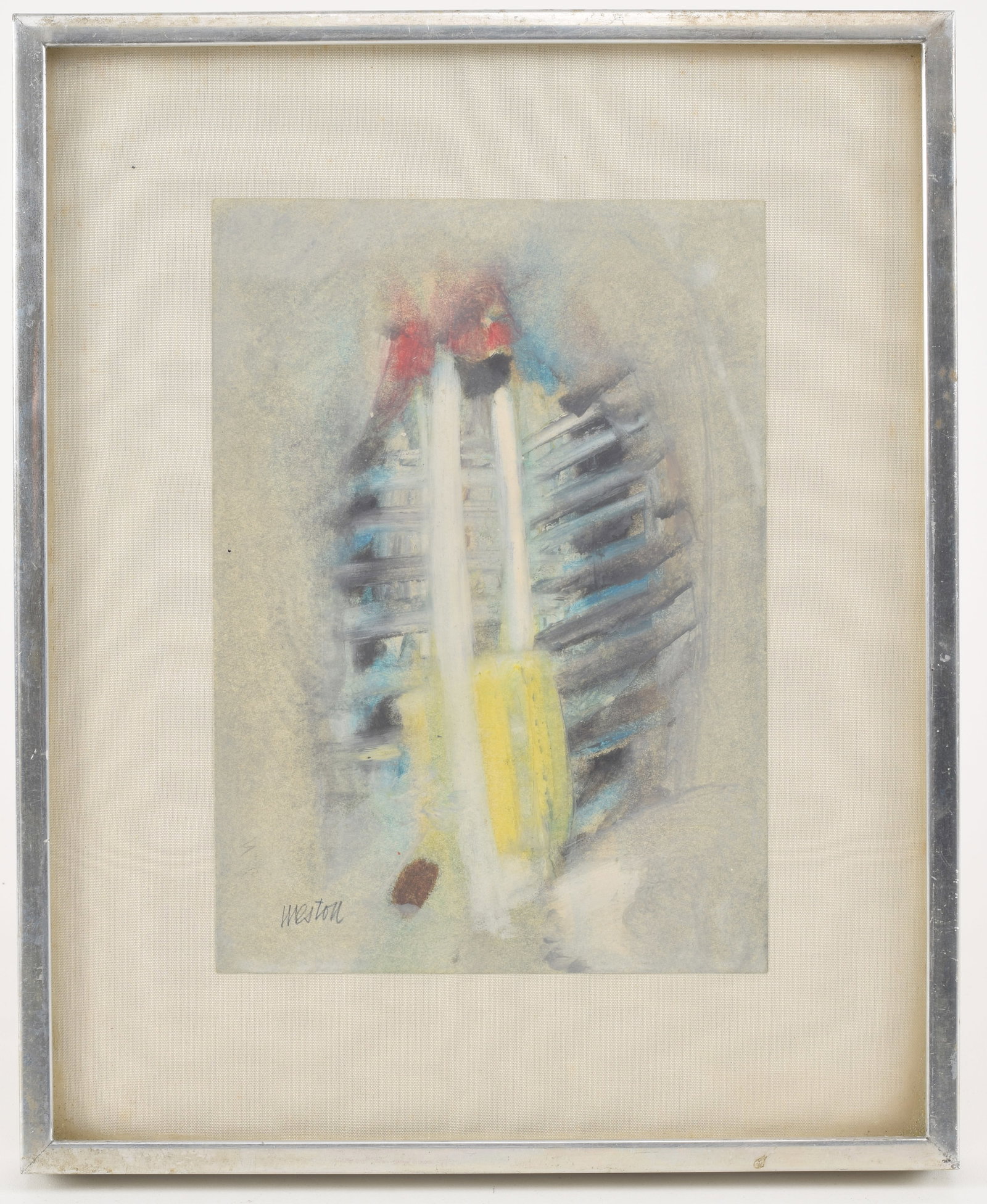 Edward Weston. Original small mixed media abstract painting. Signed lower left. Sight: 7 x 5in. (1 of 5)