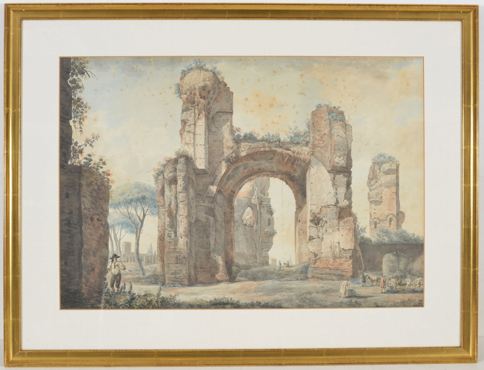 Abraham Louis Ducros, attributed to. Swiss/French. "Thermes de Caracalla." Large watercolor painting (1 of 6)