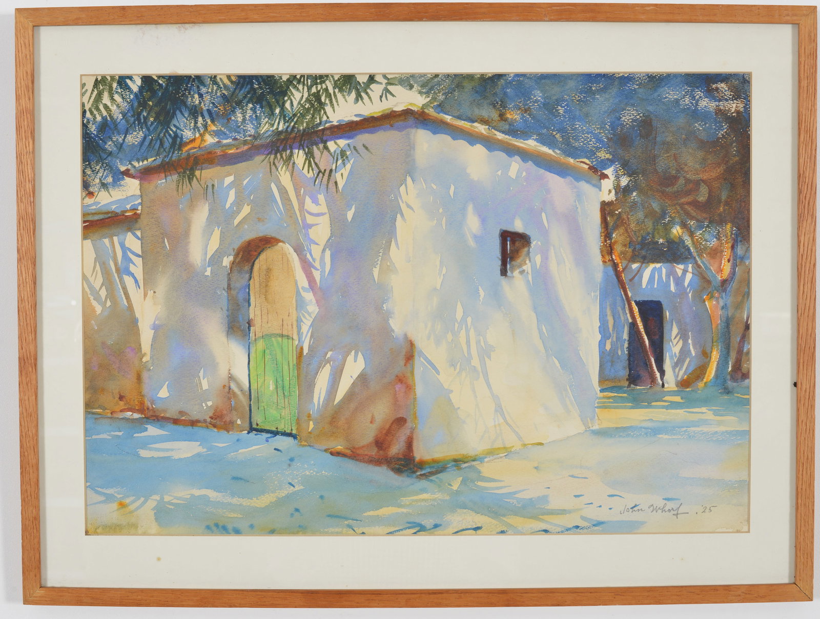 John Whorf. 1925. Sunlight and shadows landscape, possibly Morocco or Spain. Watercolor painting. (1 of 7)