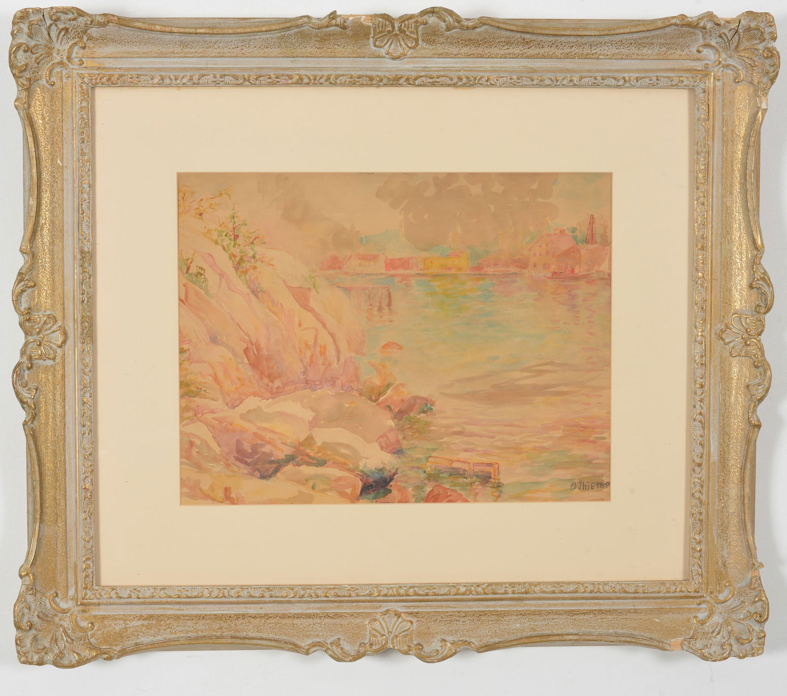 Anthony Thieme, American 1888-1954. "Gloucester Rocks". Watercolor on artist's board. Signed lower (1 of 6)