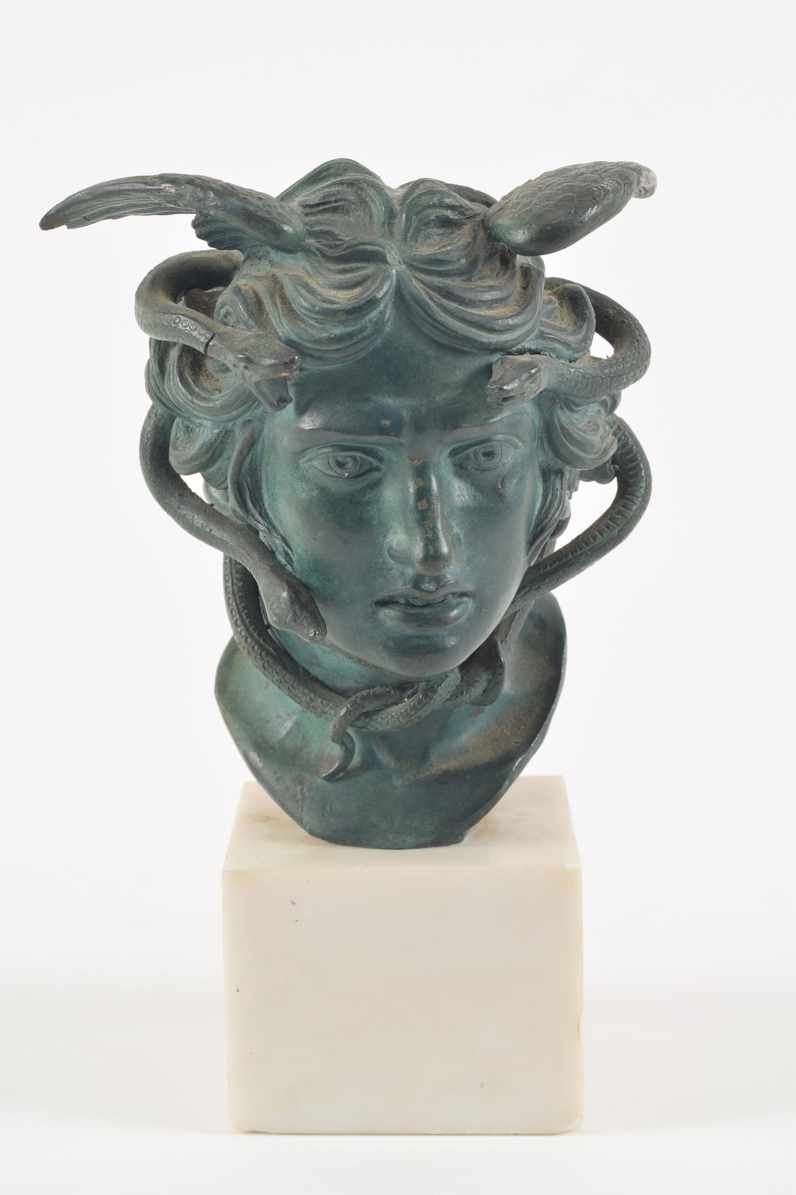 19th century Italian Grand Tour classical bronze sculpture bust of Hermes entwined with snakes (1 of 8)