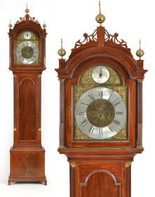 Samuel Mulliken mahogany tall case clock with composite brass dial, circa 1790. The Chippendale case (1 of 14)