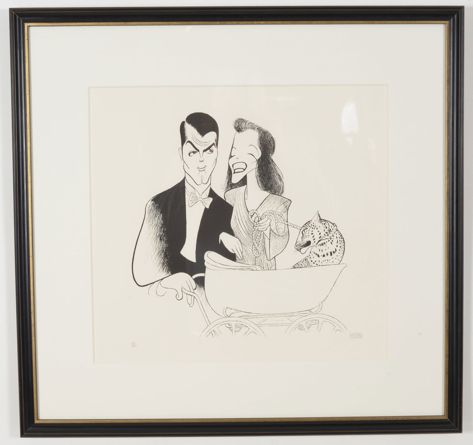 Al Hirschfeld. "Bringing Up Baby". Signed lithograph of Katharine Hepburn and Cary Grant. Signed in (1 of 5)