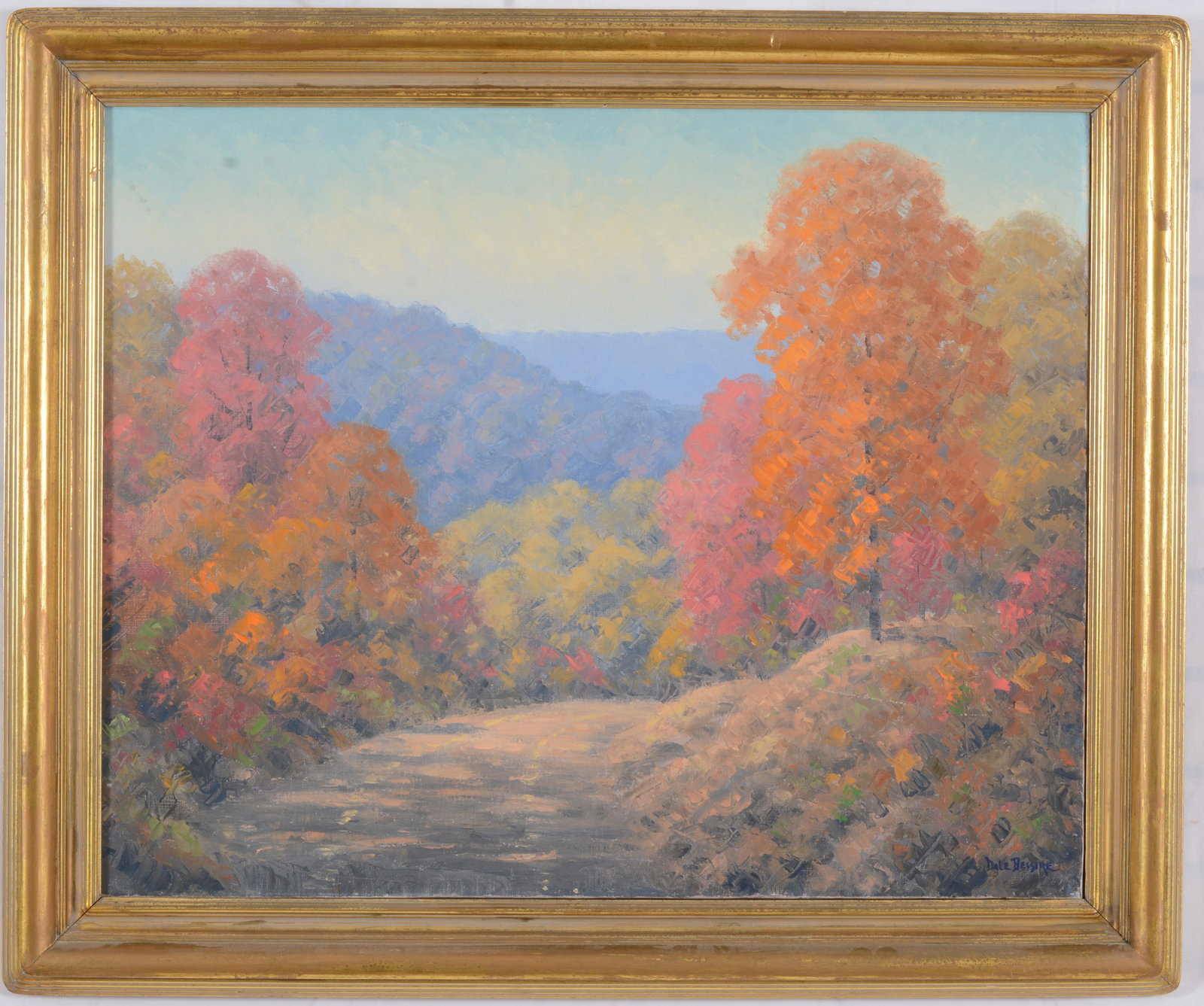 Dale Bessire. Indiana/Ohio. "Far Away". 1954. Autumn landscape with country road. Oil on canvas. (1 of 7)