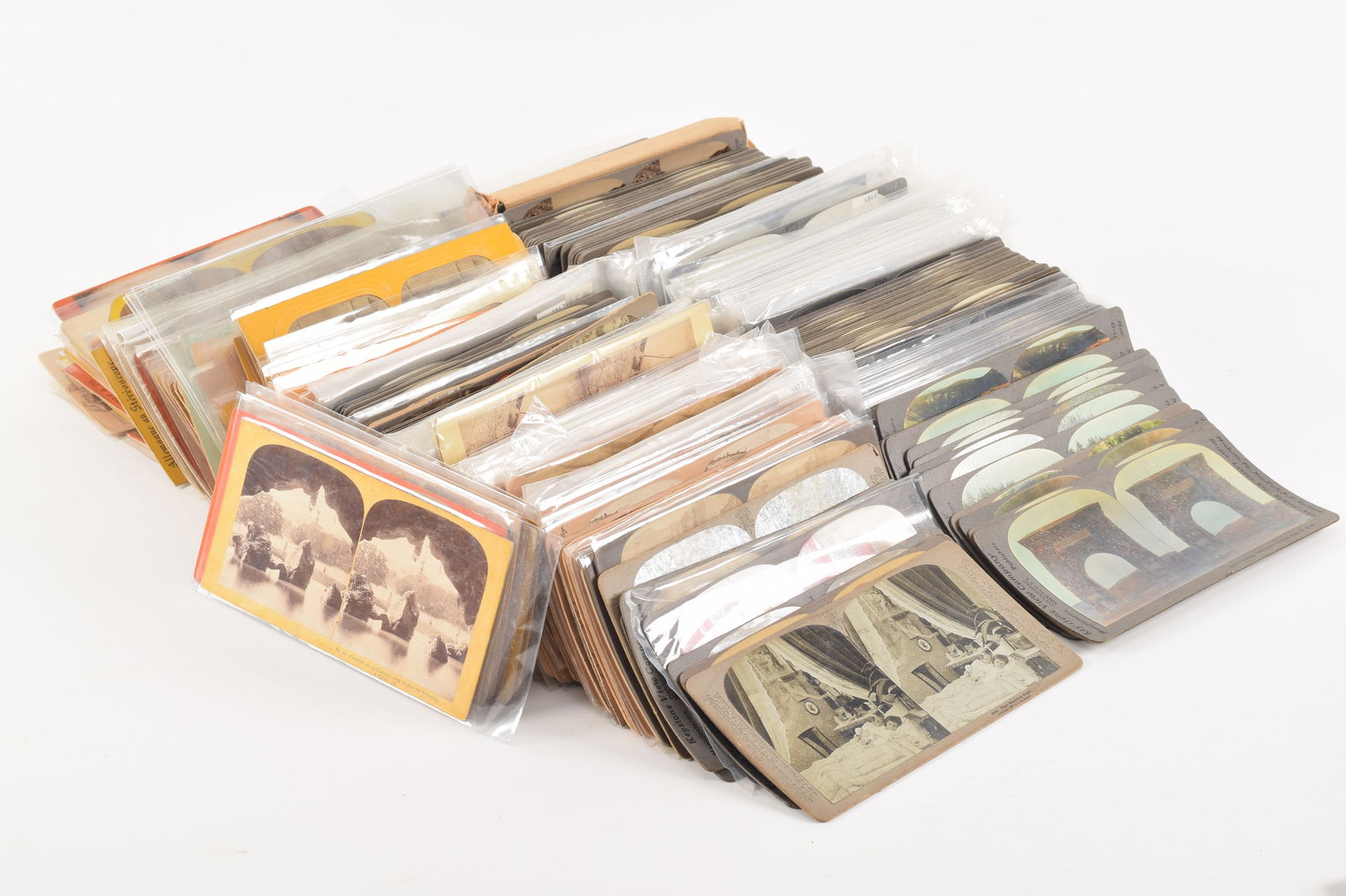 Lot of nearly 450 stereoviews including early American and European images. Approximately 40 cards (1 of 9)