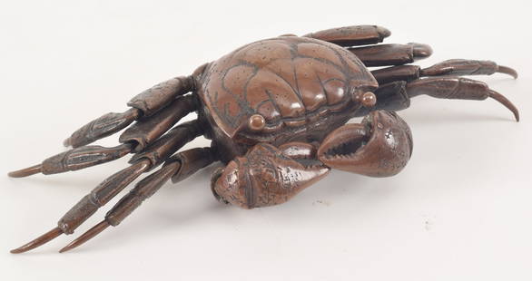Articulated bronze crab. Japan. Meiji period (1868-1912). 8in.: Articulated bronze crab. Japan. Meiji period (1868-1912). 8in.