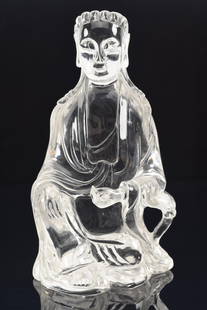 Rock crystal carving of the goddess of mercy Kuan Yin. China. 19th century. 8.75in.: Rock crystal carving of the goddess of mercy Kuan Yin. China. 19th century. 8.75in.