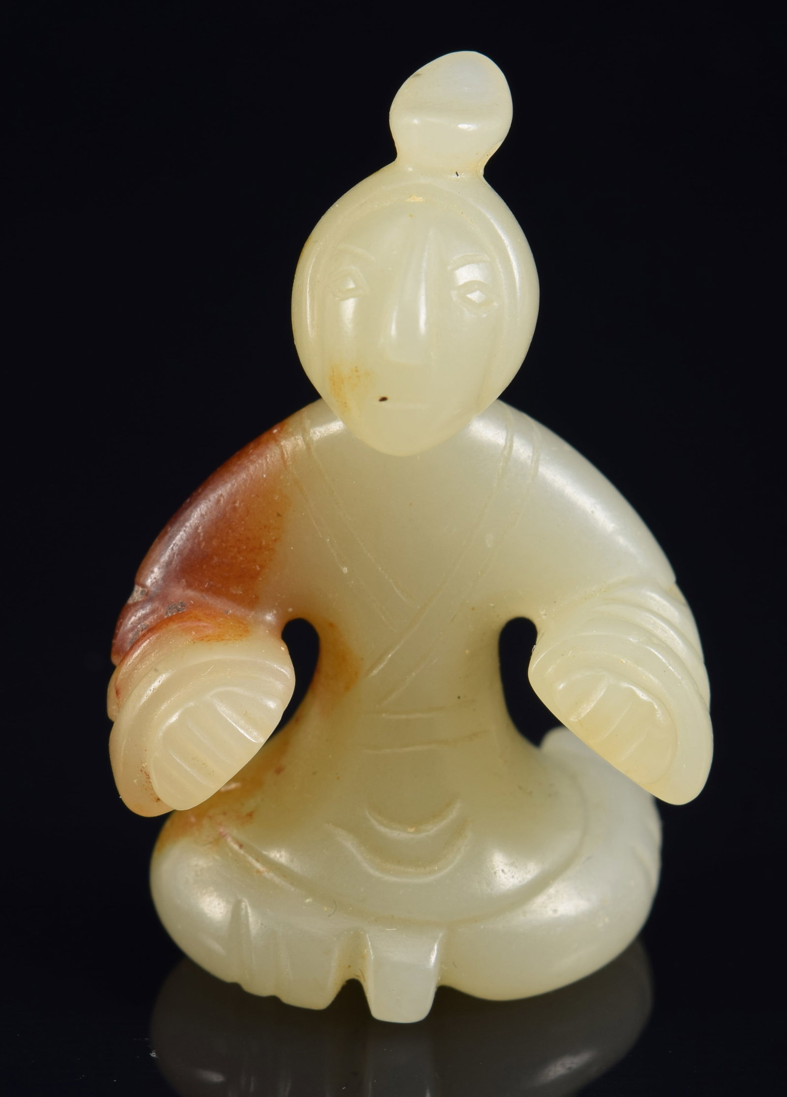 Jade pendant. China. Han period (2nd century BC - 2nd century AD). Seated official. Highly (1 of 6)