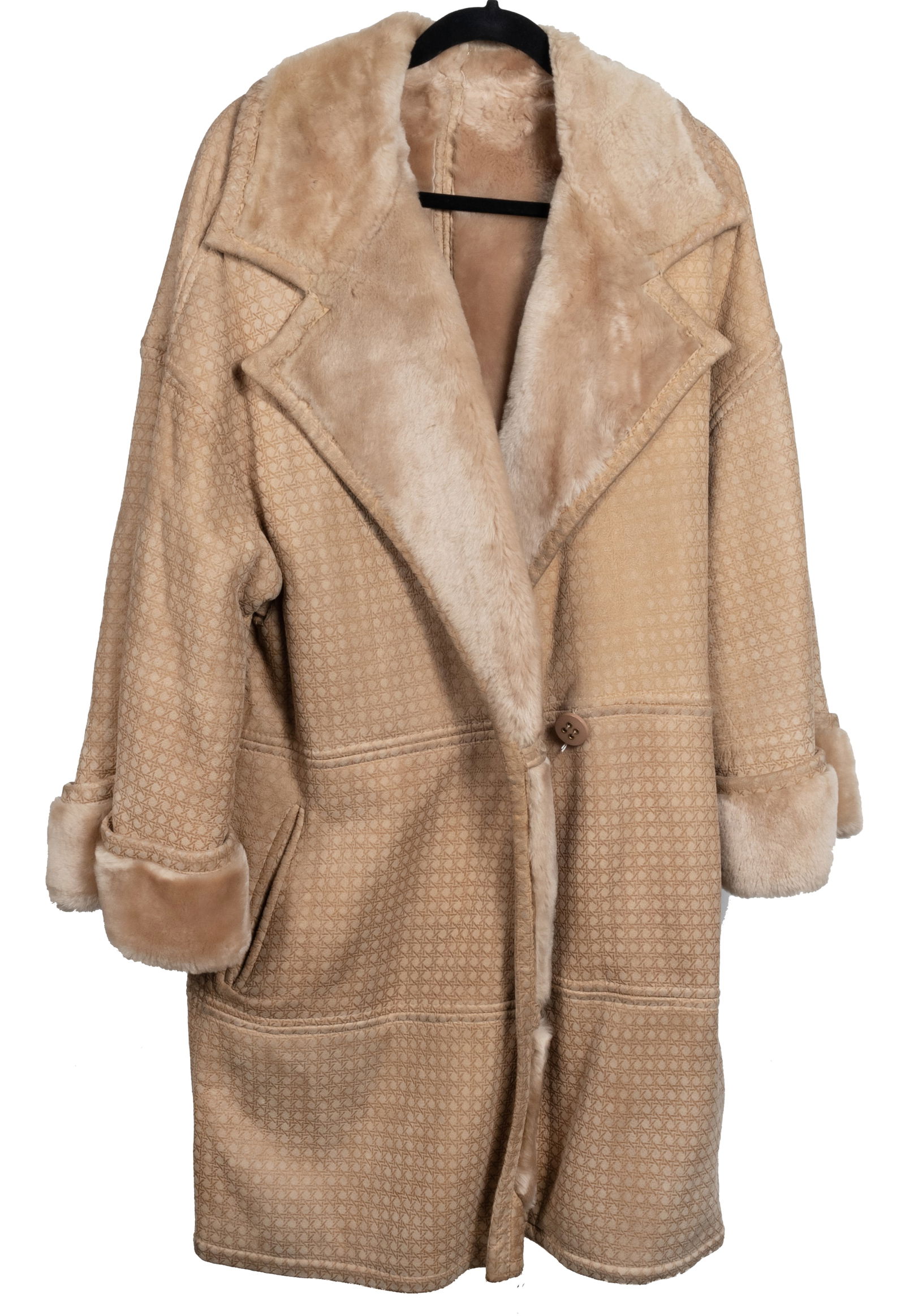 Christian Dior three quarter length faux suede with fur lining. Label inside. Two exterior pockets. (1 of 5)