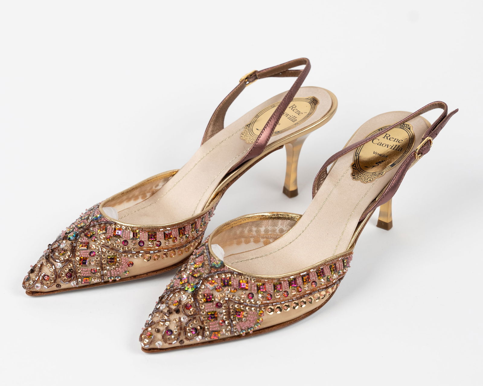 Rene Caovilla Rhinestone embellished sling back pumps. Multi kid. With original box and dust bag. (1 of 10)