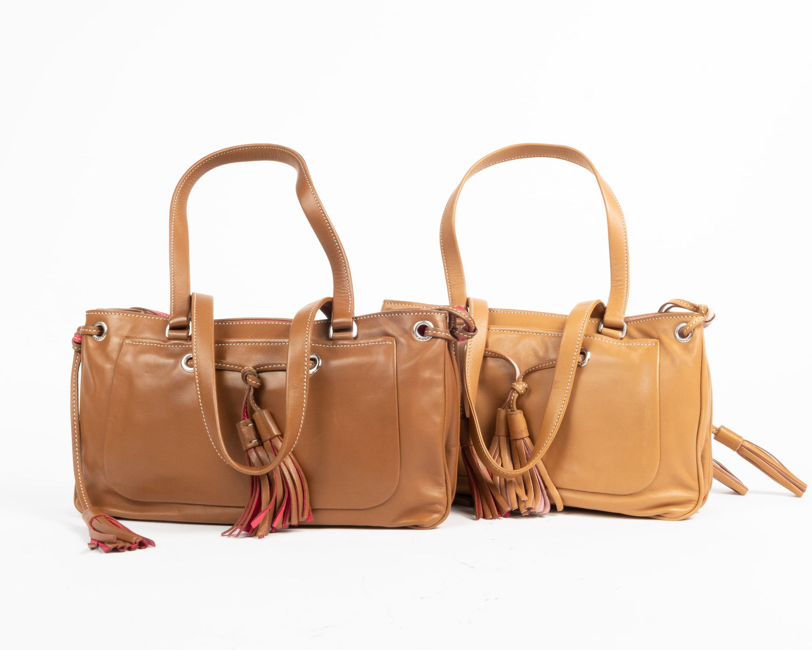 Two vintage Prada leather handbags. Both in tan color (one a little deeper than the other) and each (1 of 11)