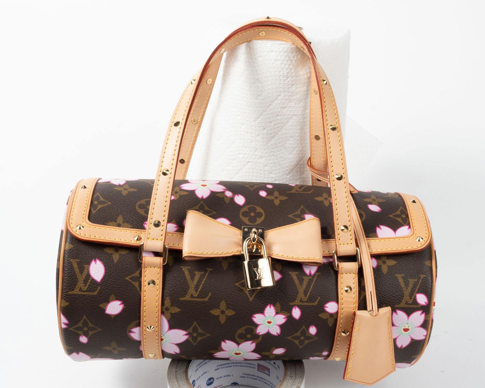 Louis Vuitton Papillon trunk leather handbag. Cherry blossoms edition created by Takashi Murakami. (1 of 8)