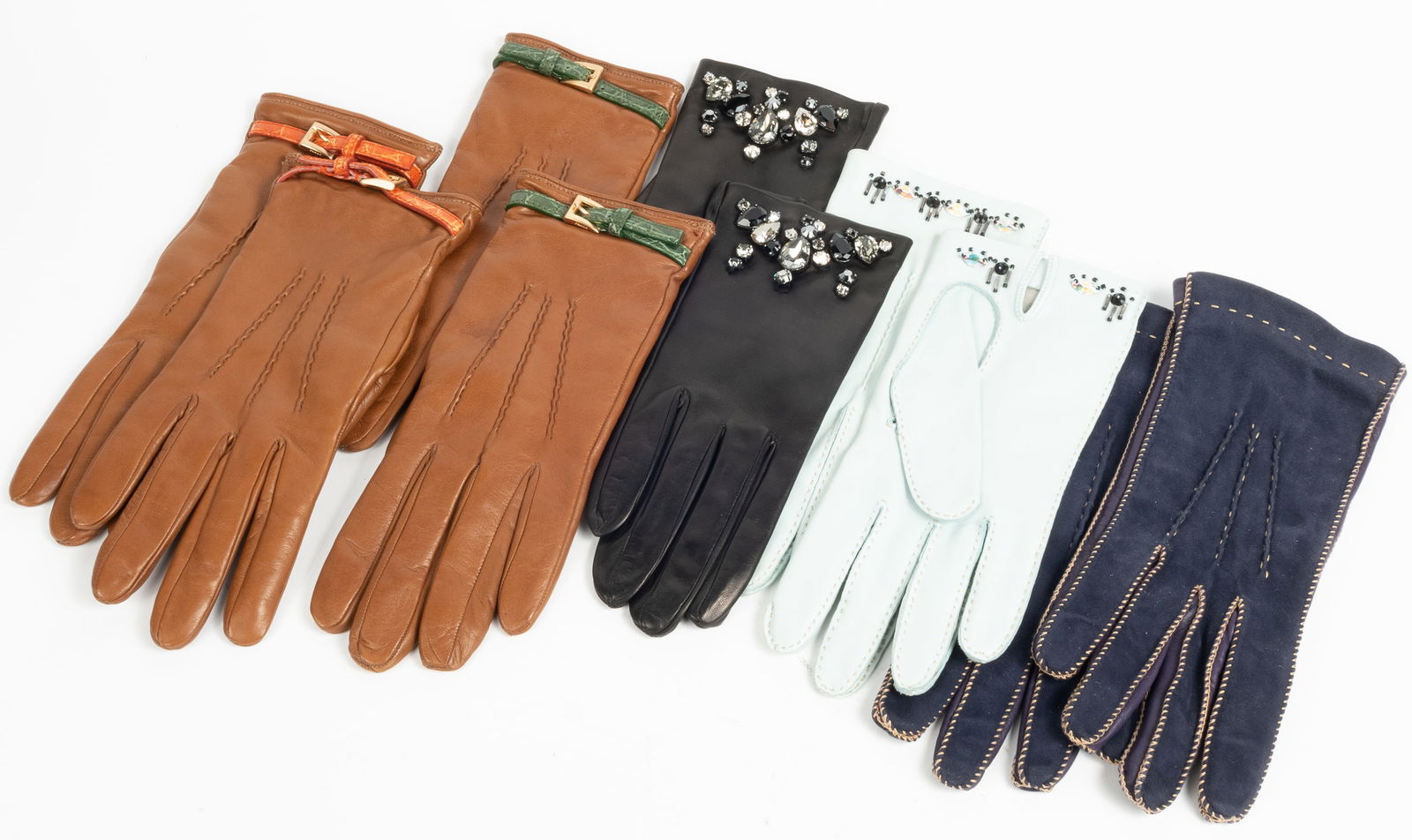 Lot of 5 pairs of ladies designer leather gloves. (1 of 6)