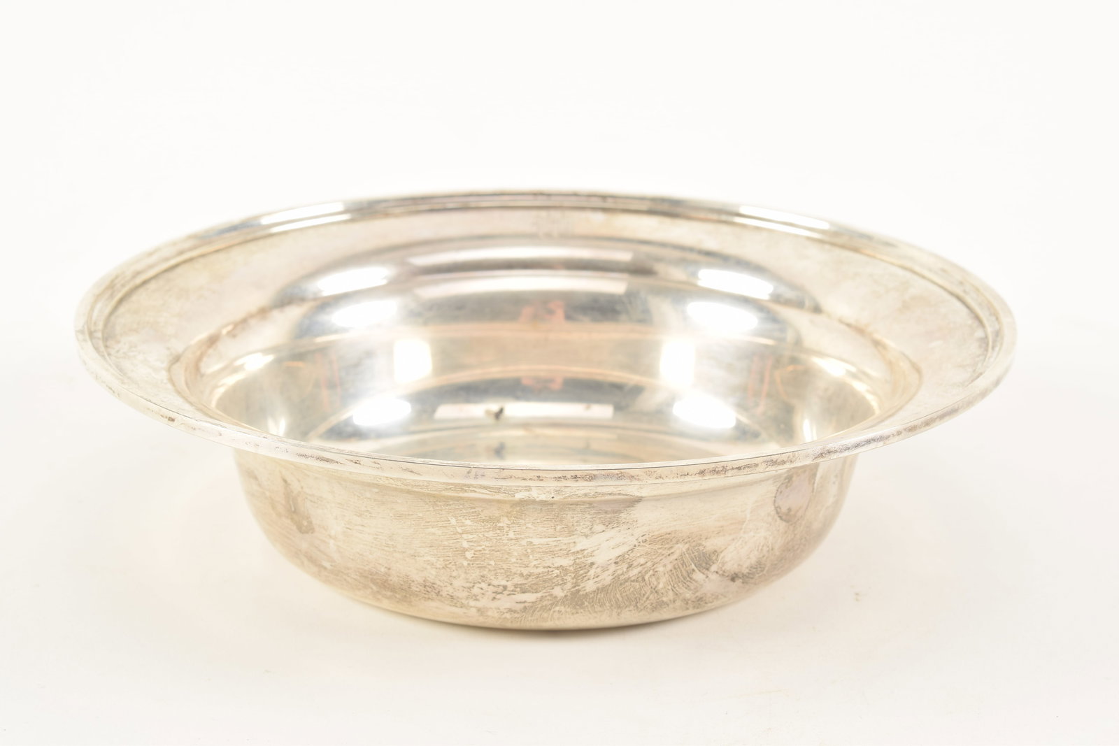 S. Kirk & Son sterling silver bowl with raised rim. Monogrammed W. 9in diameter. 11.5 ozt. (1 of 5)
