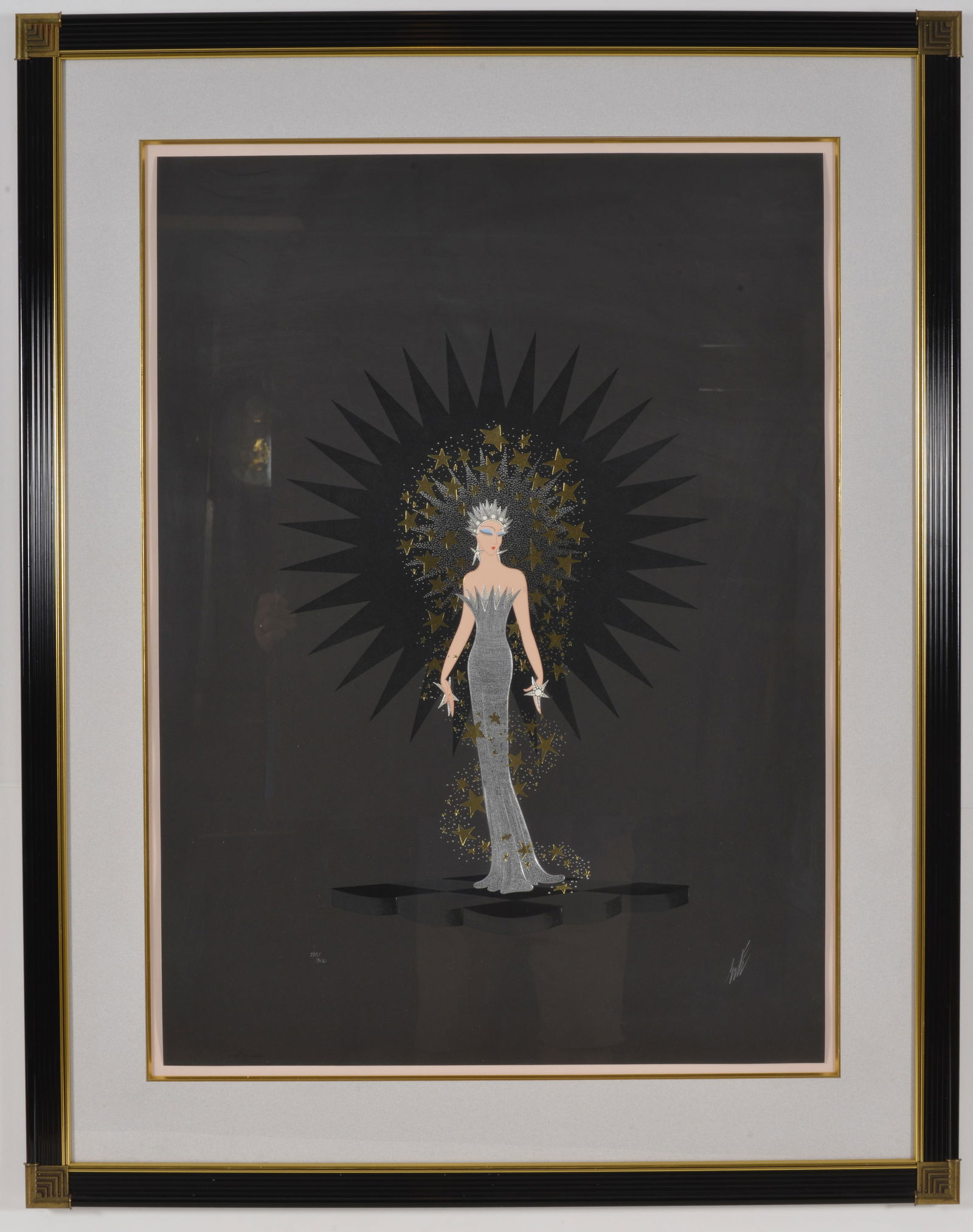Etre (Russian/French, 1892-1990). Art Deco embossed serigraph with foil on black paper entitled (1 of 6)