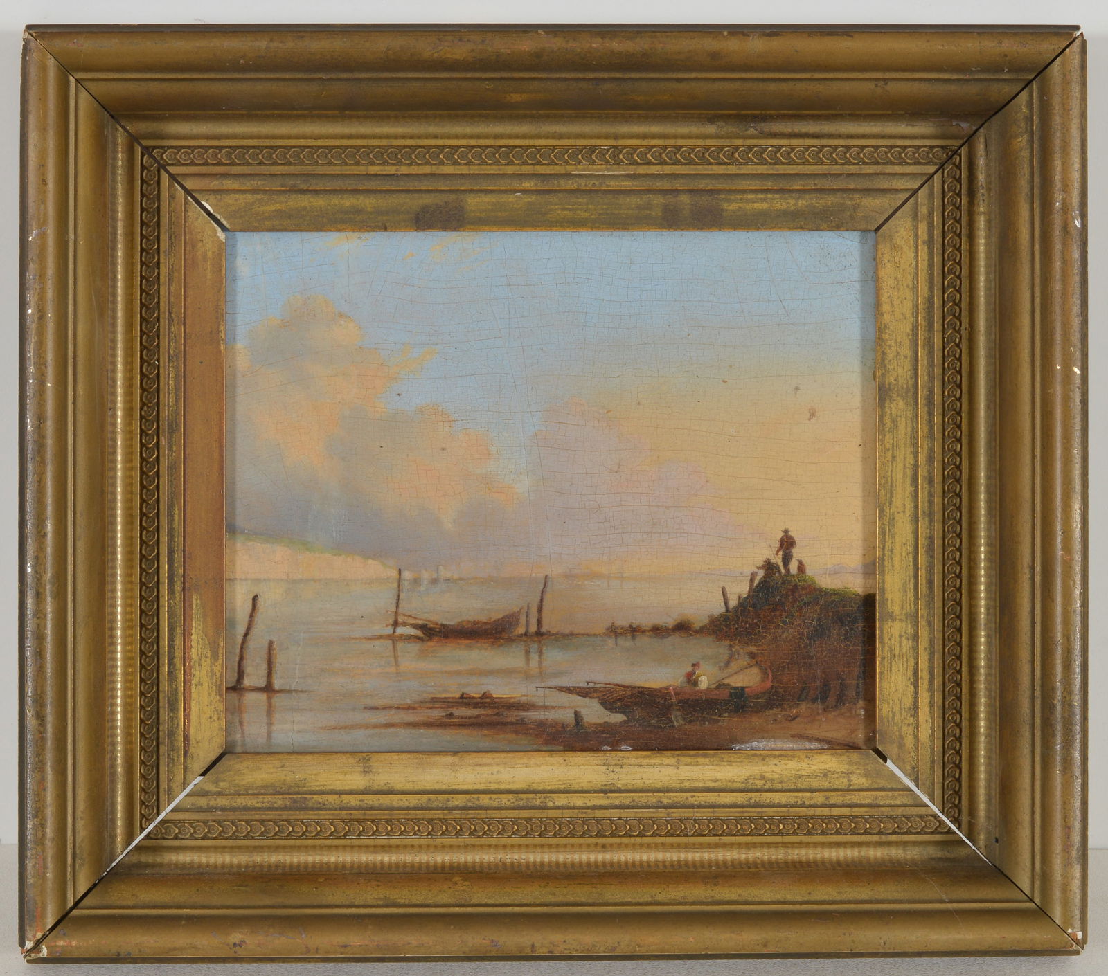 Early 19th century British school Cliffs of Dover landscape with figures by the shore. Signed lower (1 of 6)