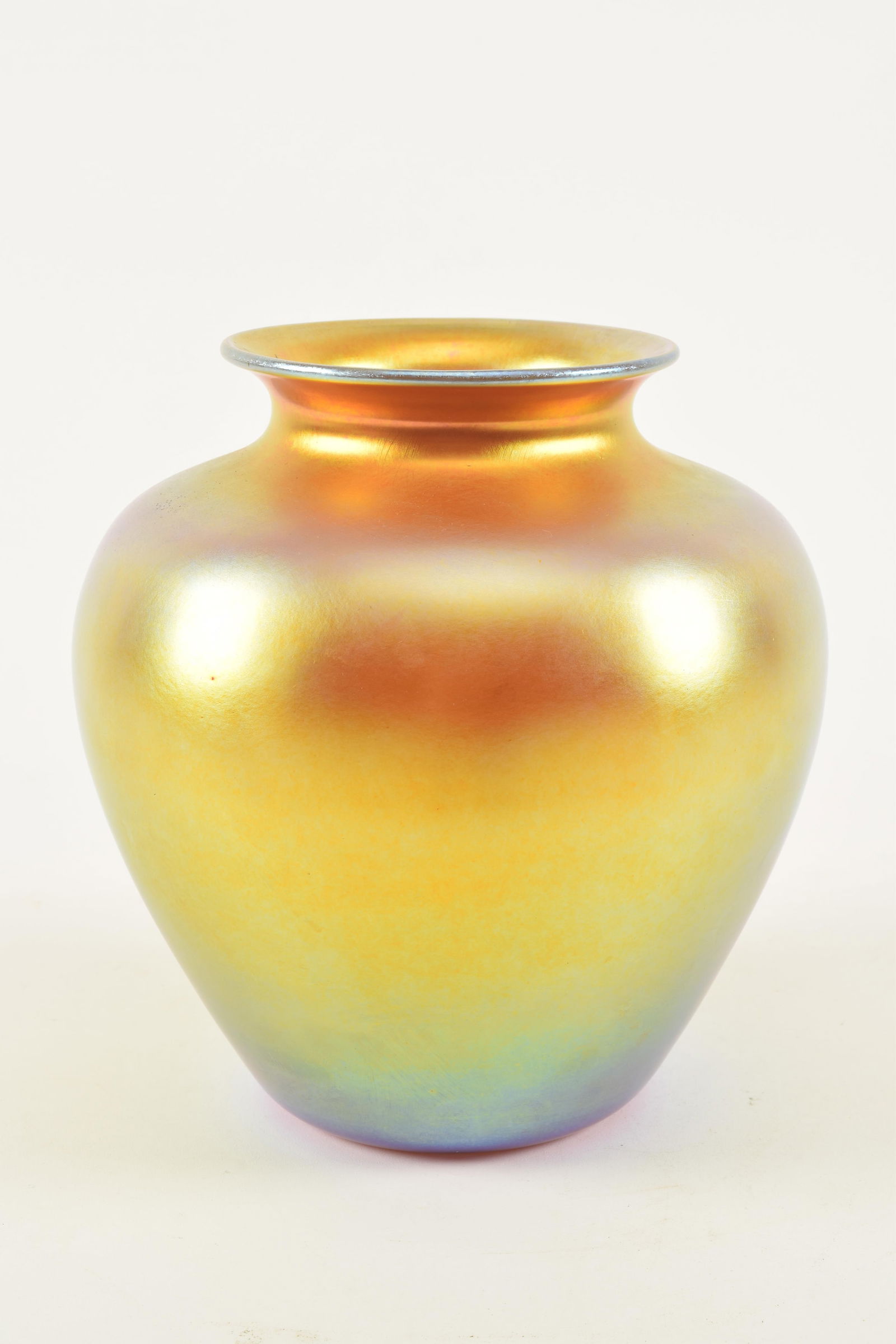 Steuben gold Aurene apple form vase. Height 8 in (1 of 6)