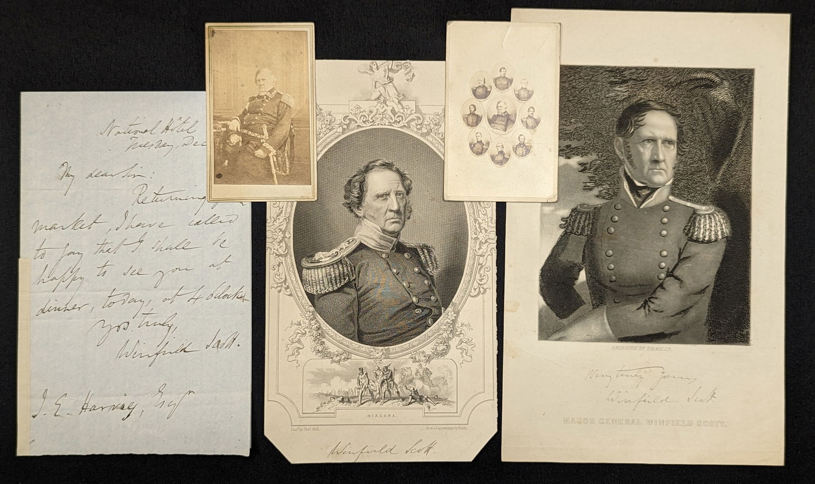 General Winfield Scott. Autograph signed letter, 5 x 8 inches folded. Civil War generals CDV (1 of 8)
