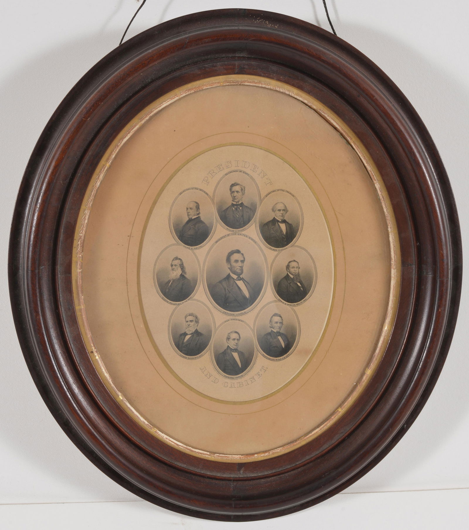 Abraham Lincoln, engraving of the President and Cabinet. 1862 by J.C. Buttre. Period walnut frame (1 of 4)