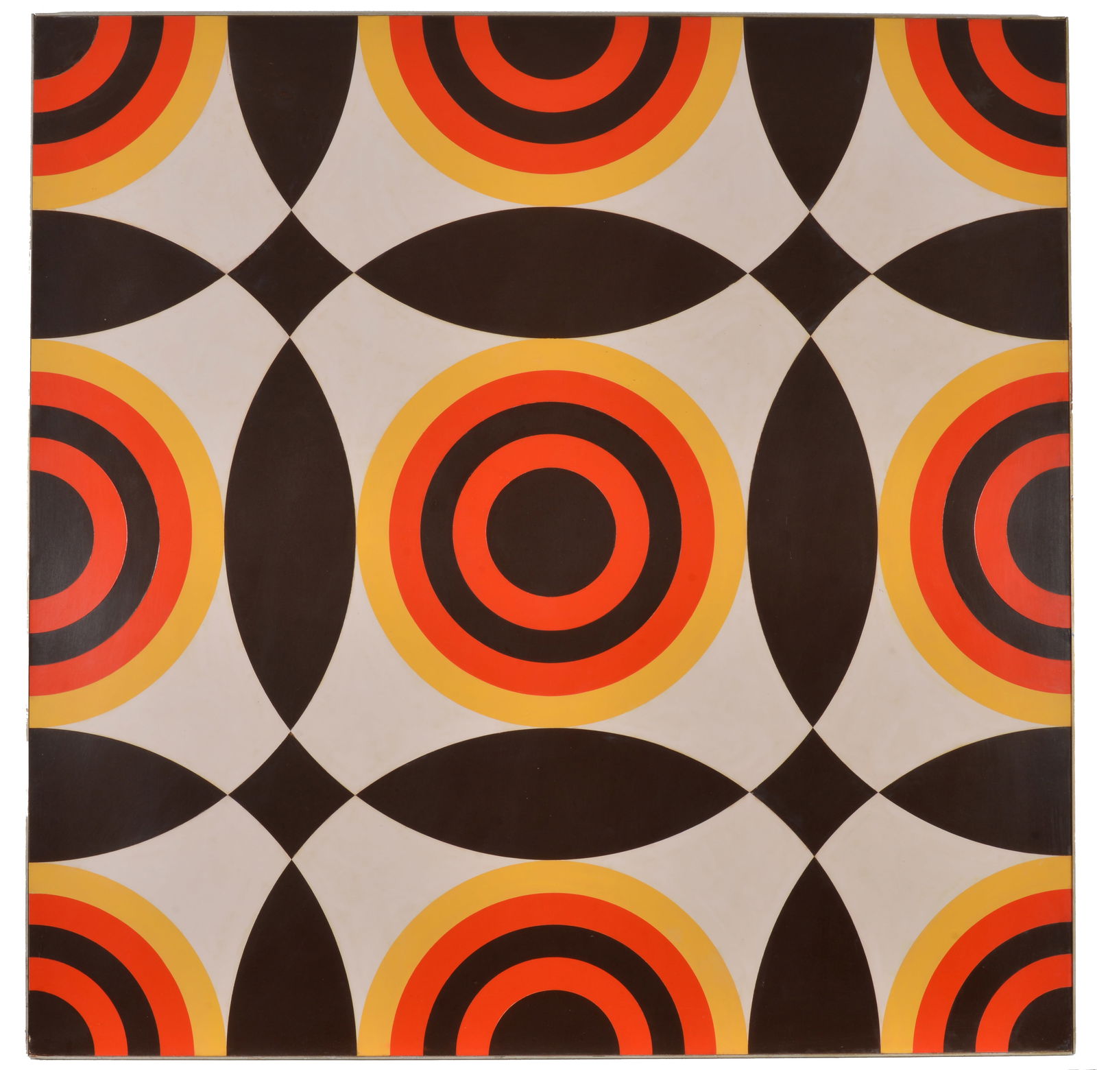 Attributed to Nassos Daphnis (American b.1914-2010) Geometric circle pattern. Laminate mixed media. (1 of 5)