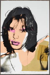 Andy Warhol. "Mick Jagger". Color screenprint from the Mick Jagger series. Signed by Warhol in