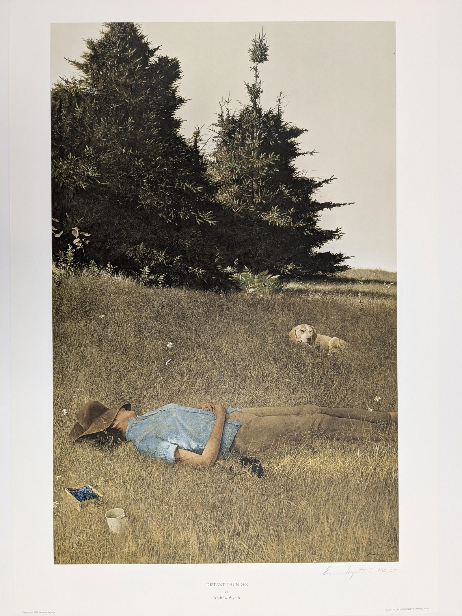Andrew Wyeth "Distant Thunder". Limited edition print. Pencil signed and numbered 282/300 lower (1 of 4)