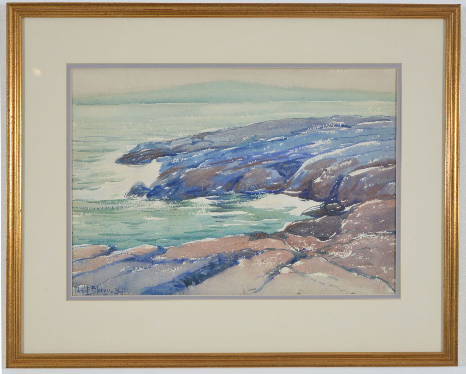 Dwight Blaney, 1865-1944. Rocky coastal seascape. Watercolor on paper. Signed and dated lower left (1 of 7)