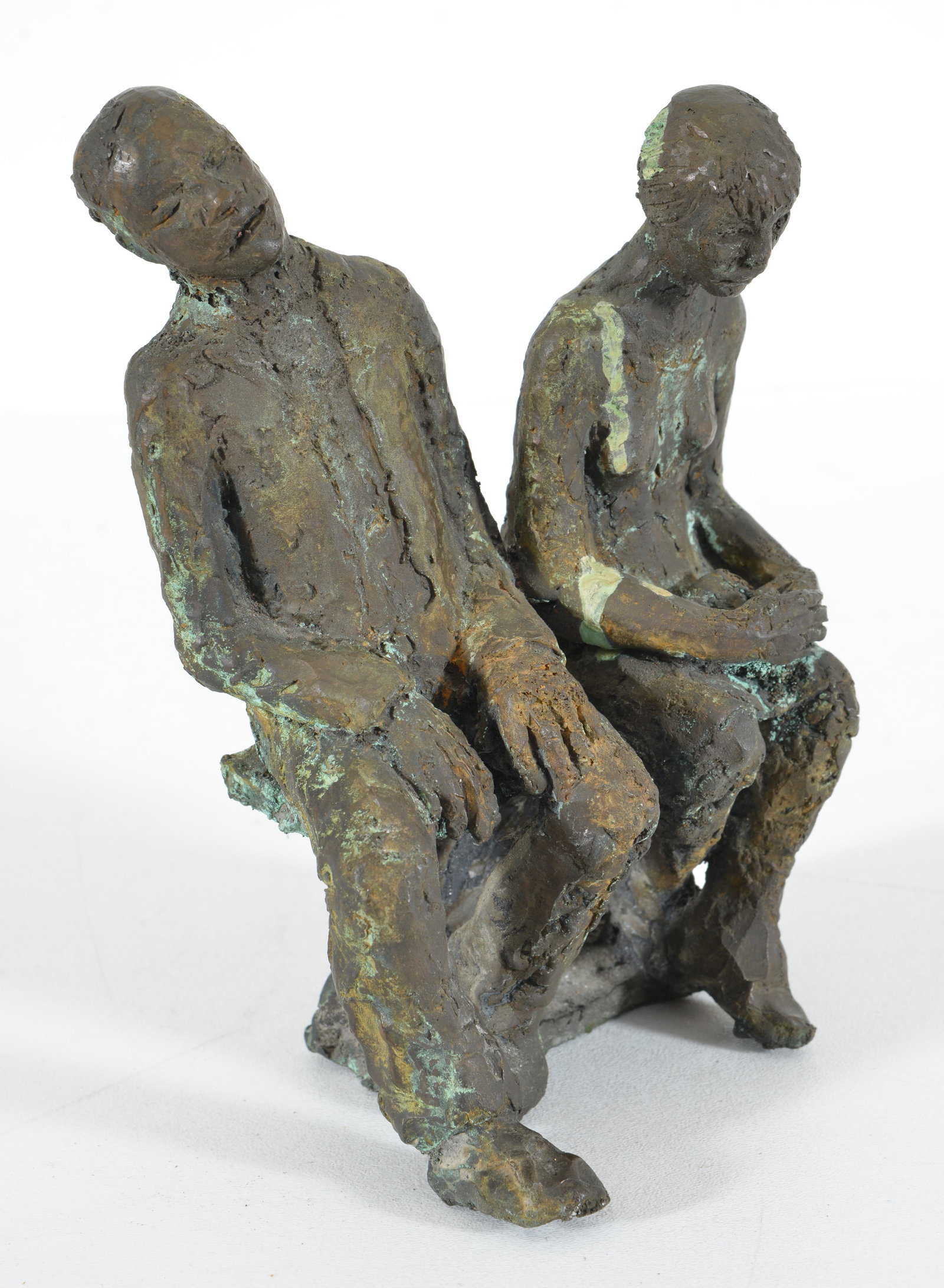 New York School Bronze. Man and a woman seated on a bench, 1980's. Height 10 in, width 7 in., depth: New York School Bronze. Man and a woman seated on a bench, 1980's. Height 10 in, width 7 in., depth 5 in.