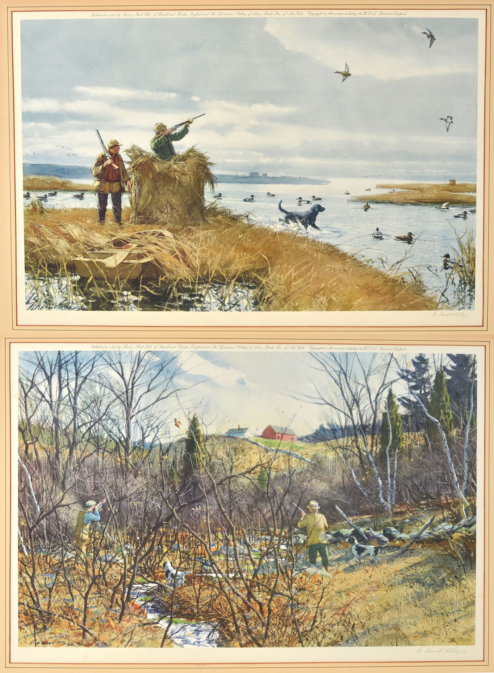 A. L. Ripley. 2 signed hunting prints, published by Frost and Reed, London. Matted. Each pencil (1 of 11)