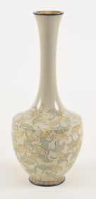 Cloisonne vase. Japan. Meiji period (1868-1912). Pale grey color with fall ginko leaves. Attributed