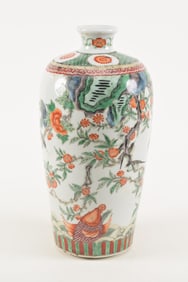 Porcelain vase. China. 19th/20th century. Famille verte plum blossom with decoration of ascending
