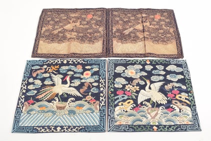 Pair of rank badges. China. Late 19th century. Gold embroidery. 22 x 10in.