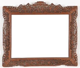 Carved and pierced Chinese export rosewood frame. 19th century. Interior dimensions approx: 28.5 x
