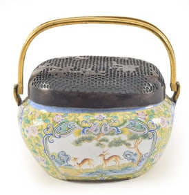 Palace enameled hand warmer. China. Chien Lung mark (1735-1796) and of the period. Decoration of