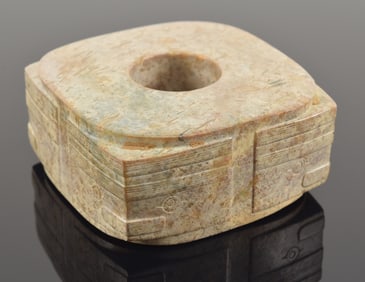 Ritual jade. China. Liang Chu culture. "Chicken bone" colored stone. 2.75 x 2.75in.
