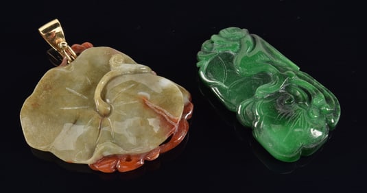 Pair of jade carvings. China. 20th century. Largest 2.5in length.