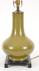 Tea dust vase. China. 19th century. Bottle form. Drilled and mounted as a lamp. 31.5in overall.