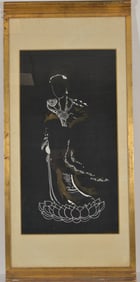 Painting. China. 19th/early 20th century. Silhouetted portrait of a woman on black paper. Sight: 34