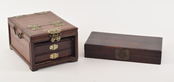 Mirror case. China. 19th century. Losses. Together with a rosewood box.