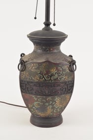 Champleve vase. Early 20th century. Mounted as a lamp.