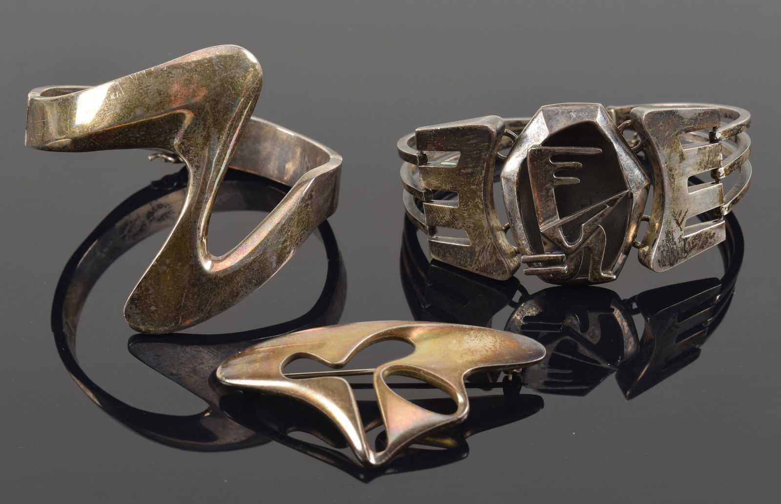 Jensen and Taxco Mid century sterling silver jewelry. 1) Georg Jensen Danish mid century sterling (1 of 7)