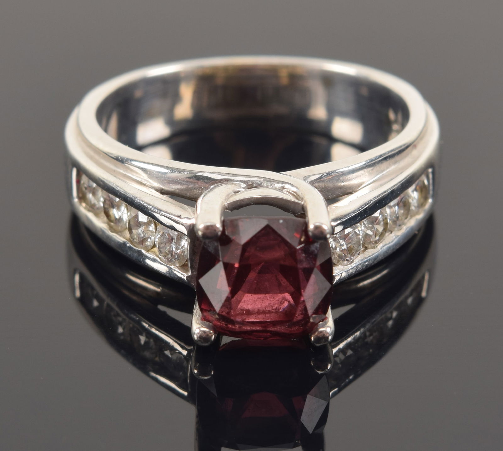 14K gold natural Burmese red spinel mounted ring. Cushion brilliant cut stone measuring 7.2 x 7.12 x (1 of 7)