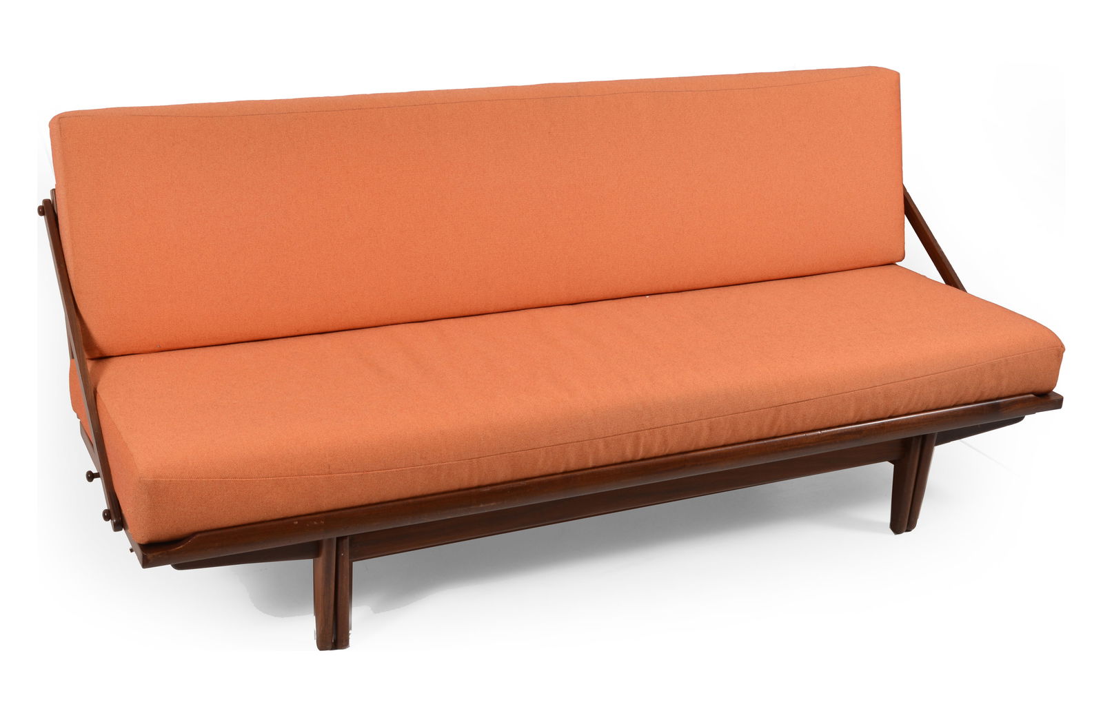 Frem Rojle Danish modern teak wood convertible day bed/sofa with original orange upholstery. (1 of 7)