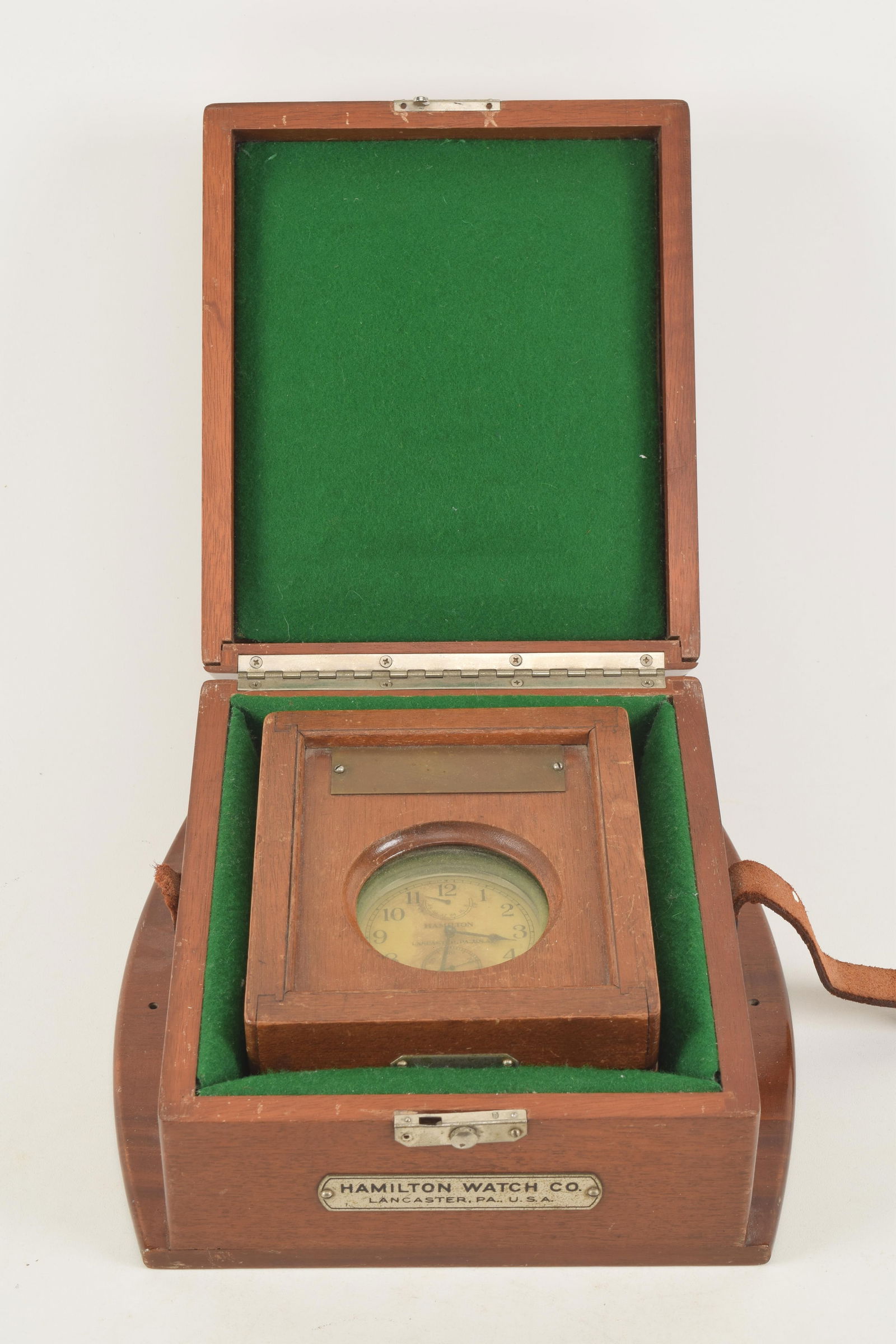 Hamilton Watch Co. World War II U.S. Navy Model 22 Deck Watch. Nickel plated, 21 jewels, mahogany (1 of 7)