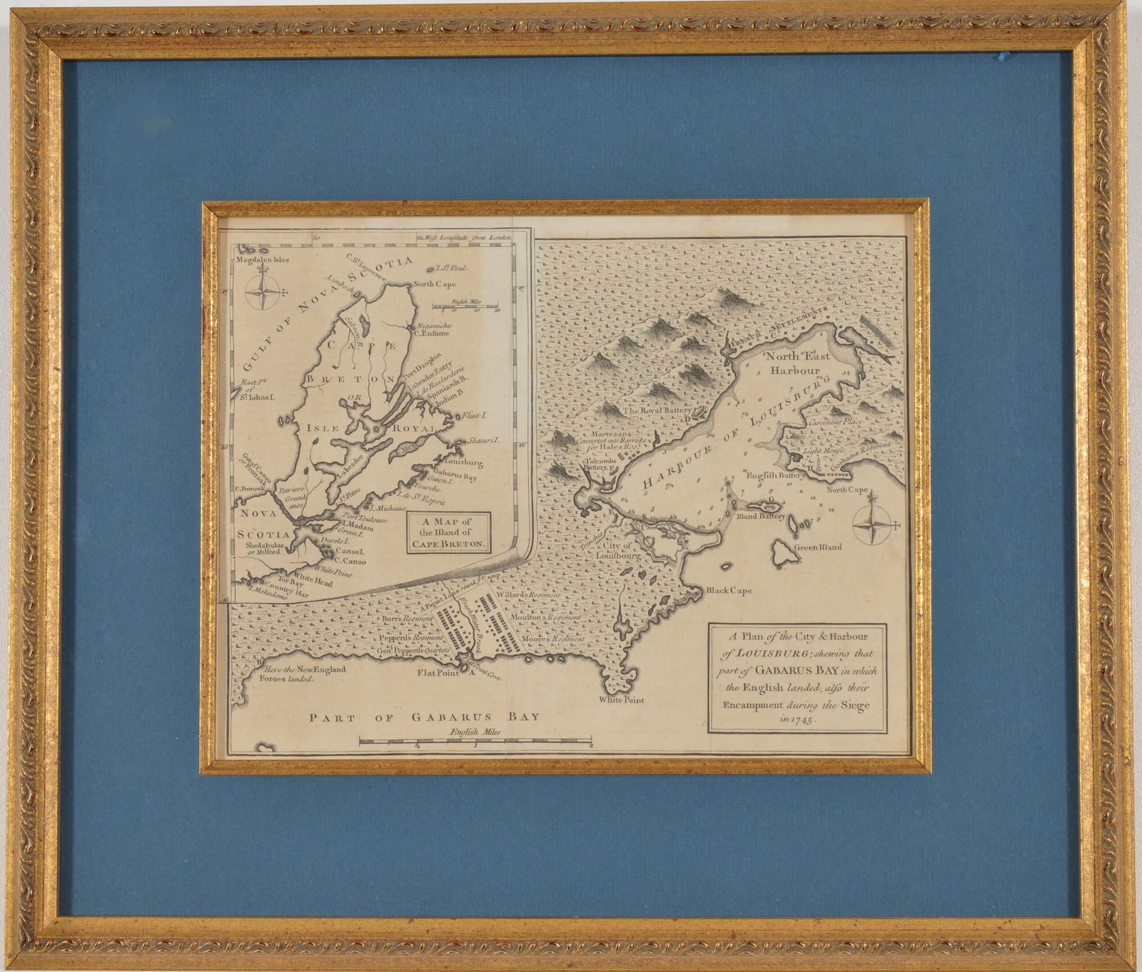 18th century map of Louisburg and Cape Breton, Canada. Showing the British encampments during the (1 of 6)
