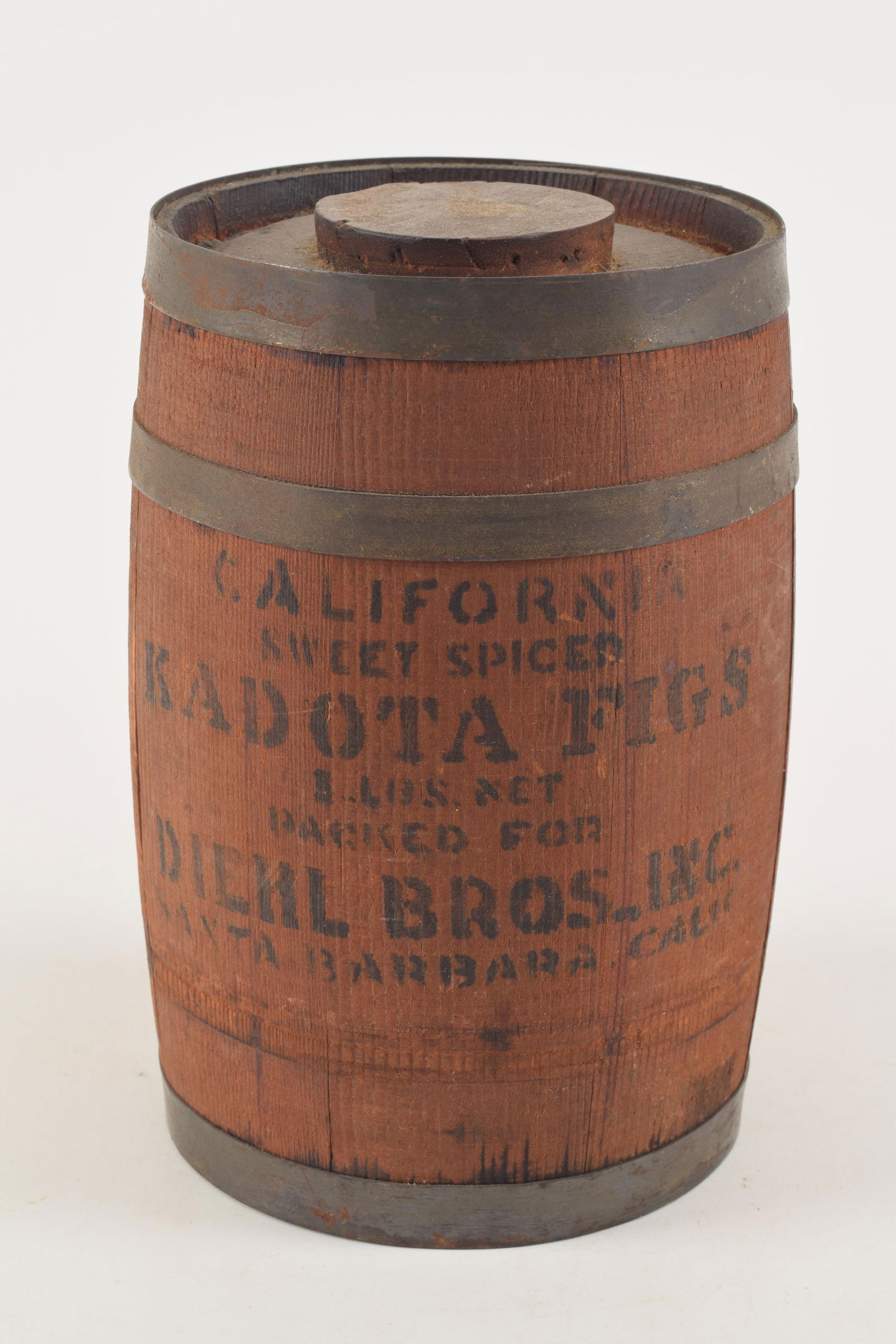 Antique California Kadota Figs diminutive produce barrel. Diehl Bros. Inc. in Santa Barbara, (1 of 5)